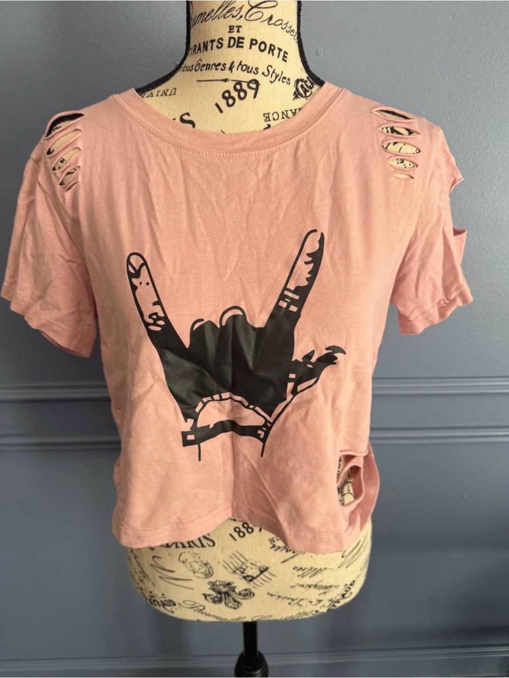 Amazon Blush Pink Distressed Graphic Crop Tee